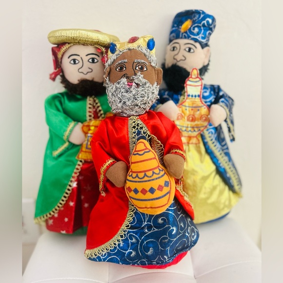 Vintage Plush 3 Wise Men 3 Kings Christmas Holiday Decorations Nativity Figures